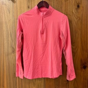 IBKUL Womens Pink Long Sleeve Quarter Zip Sun Shirt Mesh Panels Size M
